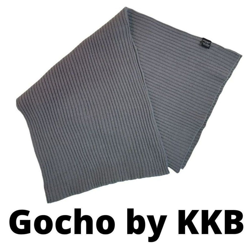 Gochu Neutral‎ Gray Rectangle Scarf Wrap Grey Ribbed Long Comfy Warm 14x64